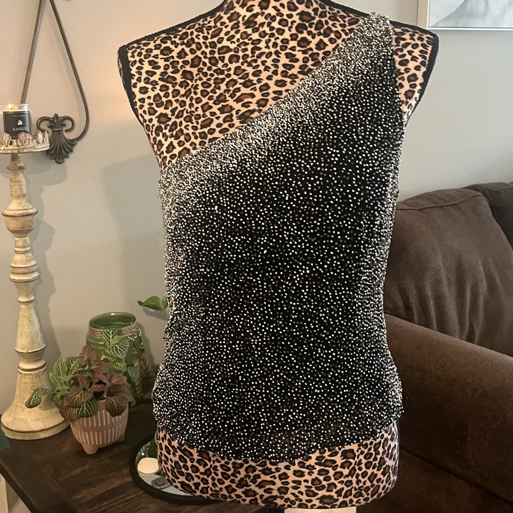Sexy One Shoulder Beaded Blouse
